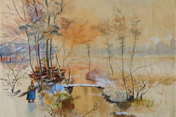 1902 Landschaft am Bach 50x29