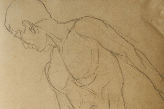 1908 Studie eines männlichen Körpers 50x26