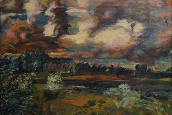 1914 unbekannte Landschaft mit Wolken 68x97