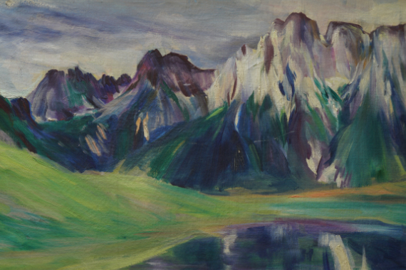 1925 Karwendel: Lautersee mit Wettersteinspitze 52x72