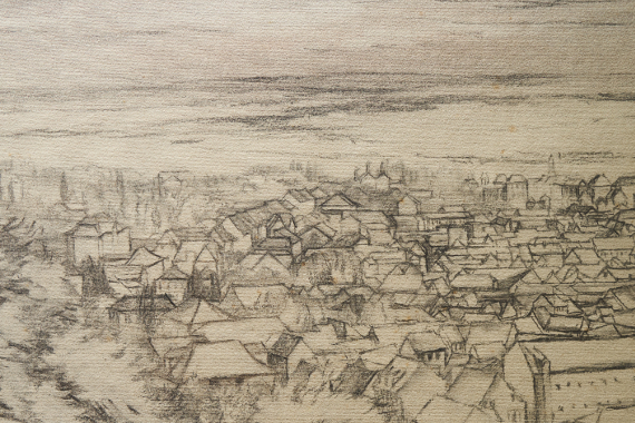 1925 Skizze Stadtansicht von Neustadt 36x49