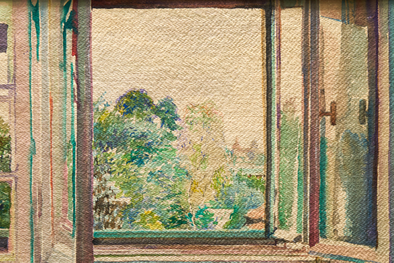 1942 Offenes Fenster mit Festung Würzburg 29x38