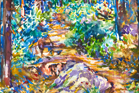 1949 Steiler Waldpfad im Längstal 36x28 - nicht verkäuflich