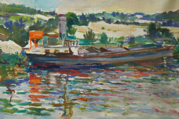 1955 Neckar bei Kirchheim 33x44