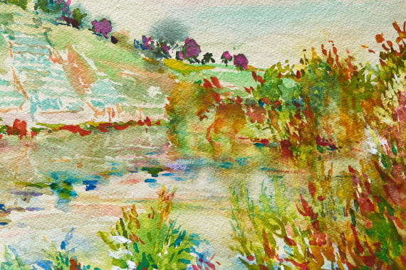 1956 Neckarlandschaft bei Kirchheim 26x36