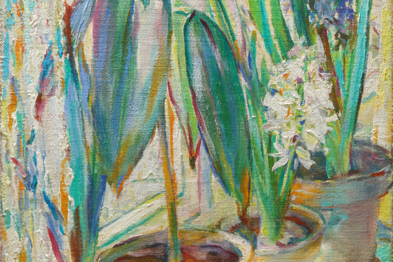 1958 Hyazinthen und Gummibaum 55x33
